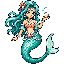 Pixel art mermaid holding a pearl
